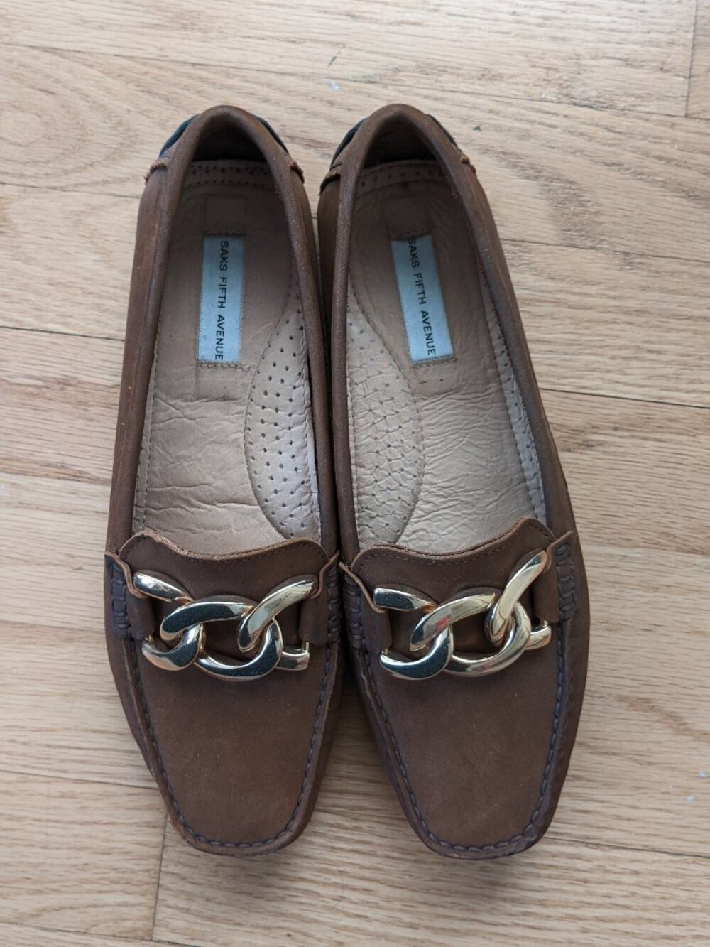 Luggage color suede designer shoe, size 8.5
